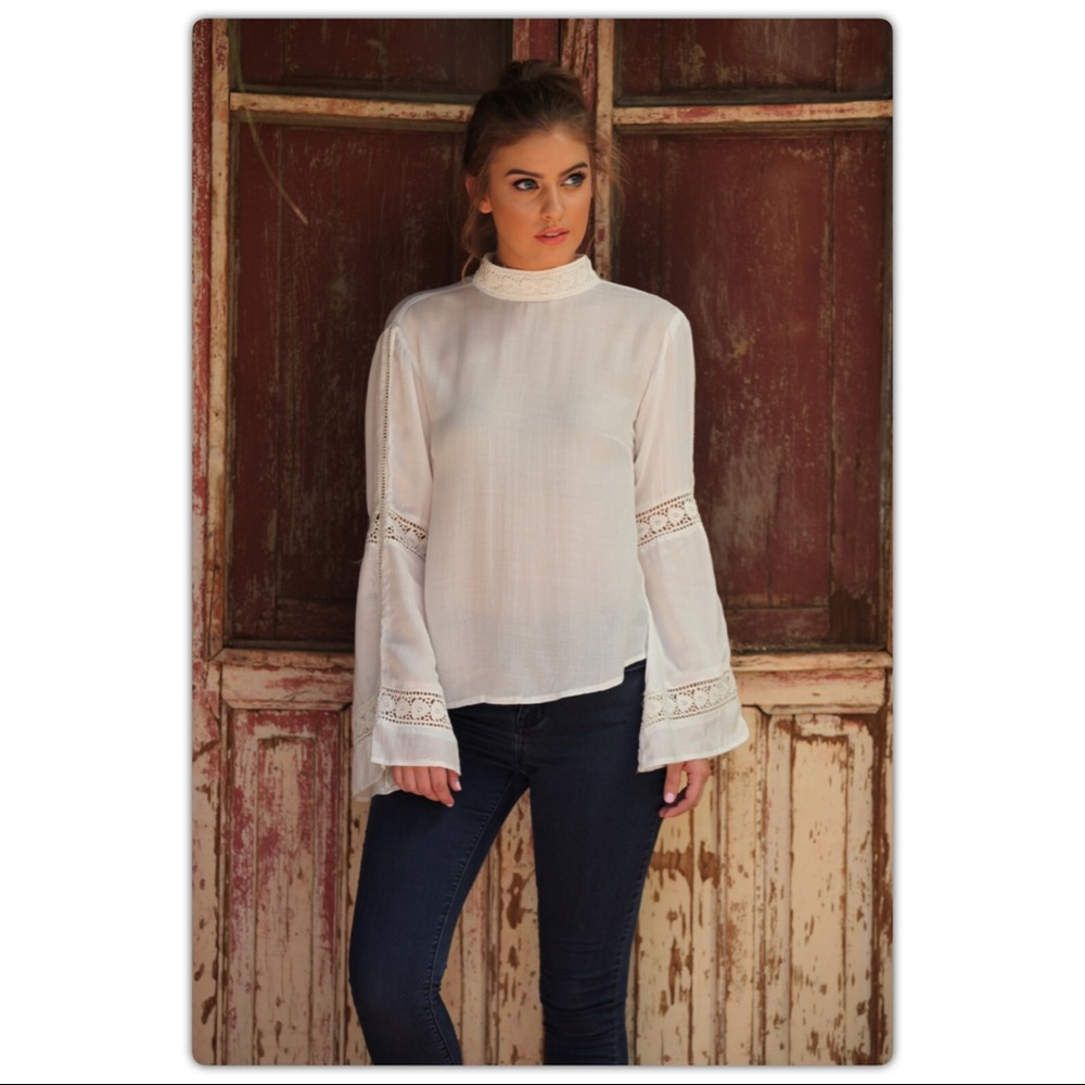 Bohemian White Long Sleeve Peasant Top